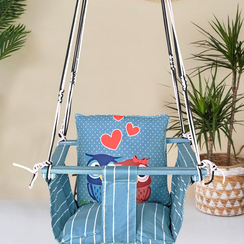 Blue Owl Swing for Kids Cotton Baby Children Folding and Washable 1 to 5 Years New Born Baby Gift