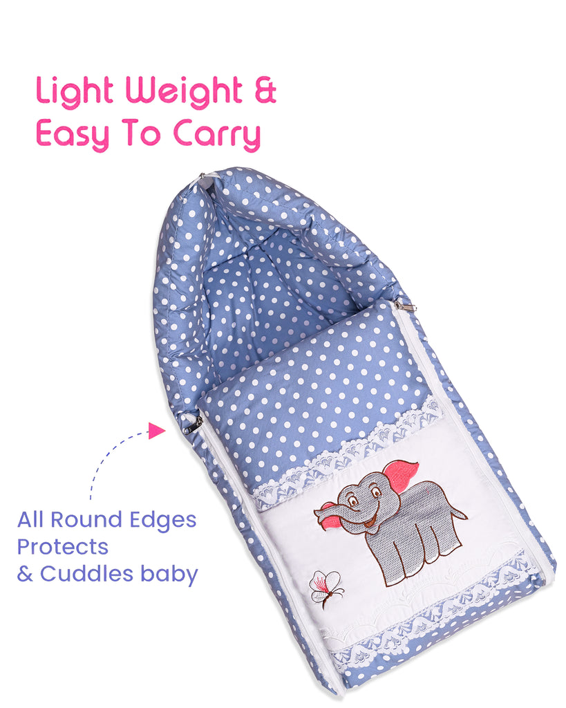 Embroidery Blue Dot Elephant Sleeping Bag & Carry Nest, Cotton Baby Bedding for New Born & Infant (Copy)