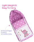 Embroidery Purple Elephant Sleeping Bag & Carry Nest, Cotton Baby Bedding for New Born & Infant