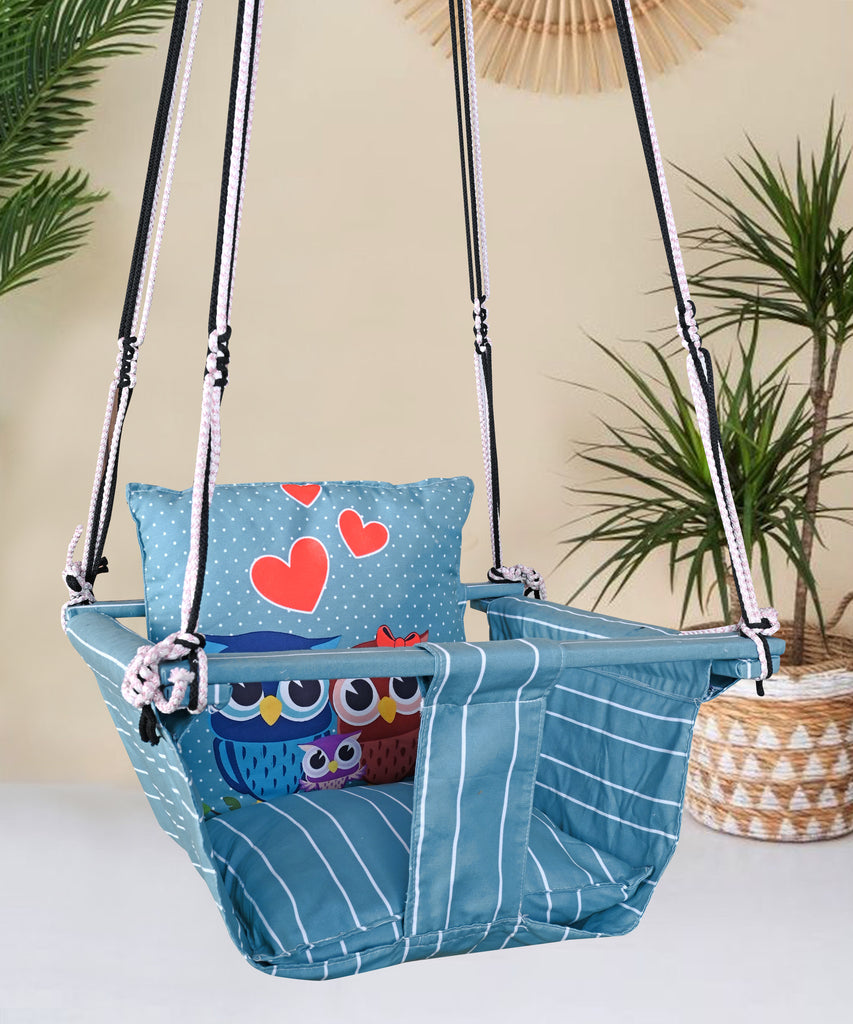 Blue Owl Swing for Kids Cotton Baby Children Folding and Washable 1 to 5 Years New Born Baby Gift