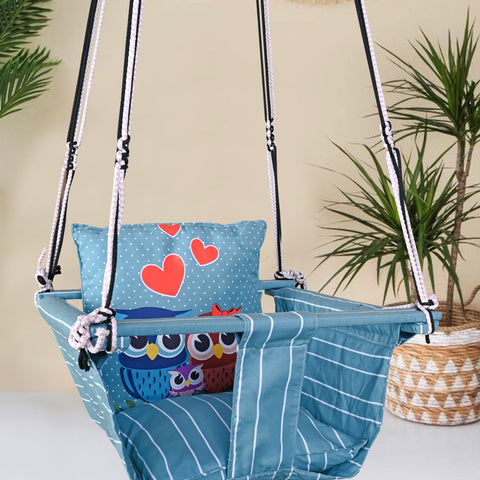 Blue Owl Swing for Kids Cotton Baby Children Folding and Washable 1 to 5 Years New Born Baby Gift
