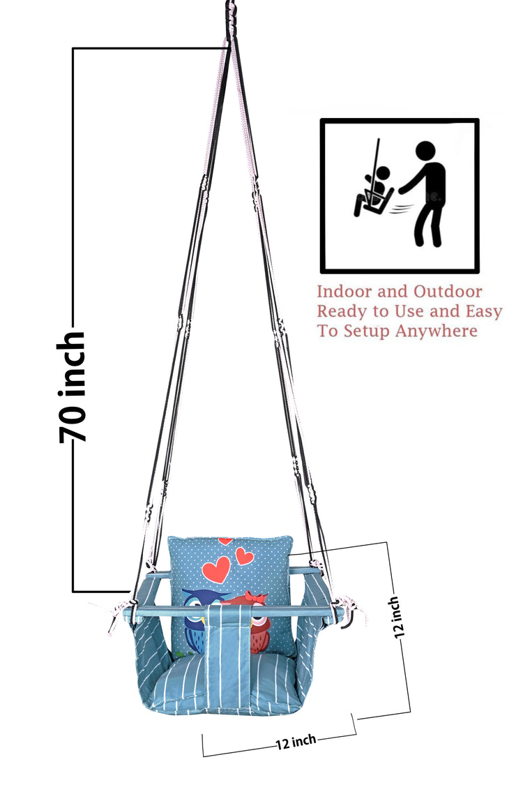 Blue Owl Swing for Kids Cotton Baby Children Folding and Washable 1 to 5 Years New Born Baby Gift