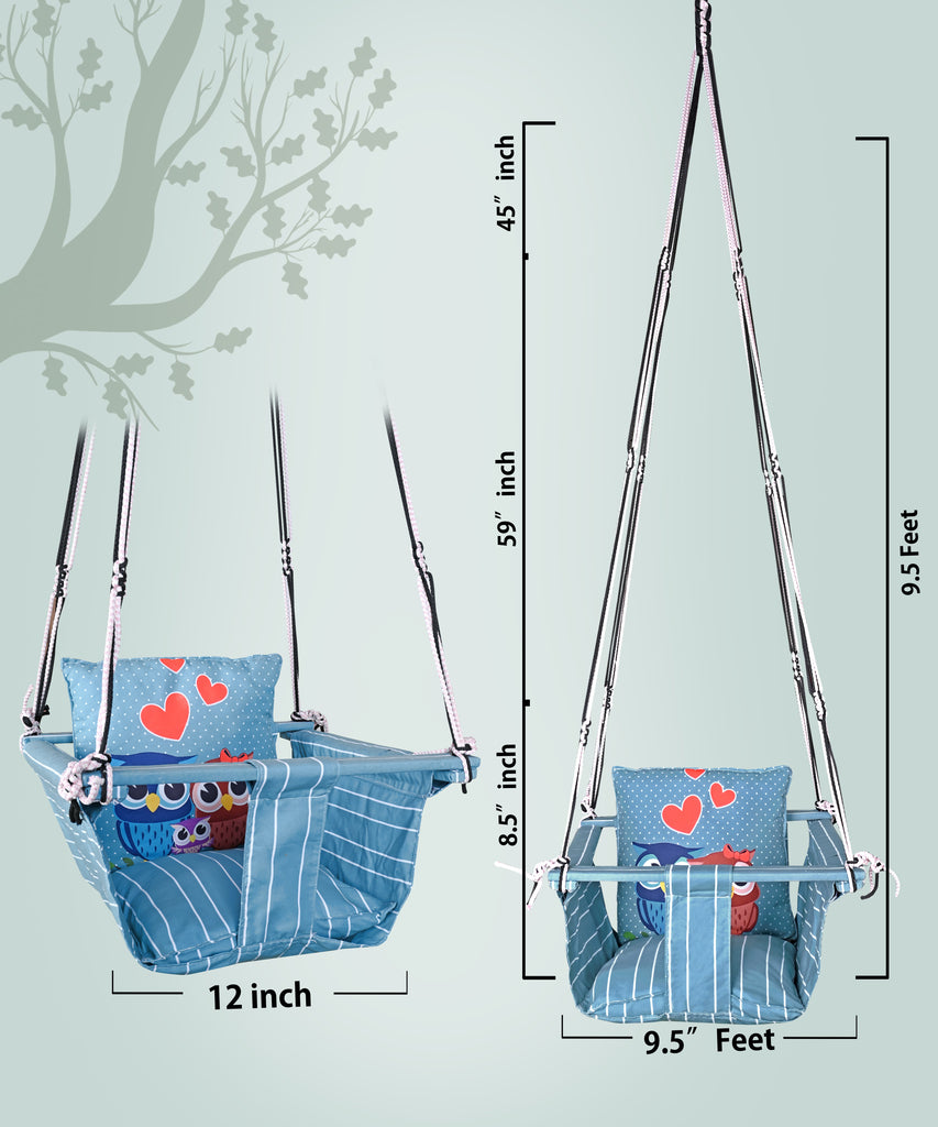 Blue Owl Swing for Kids Cotton Baby Children Folding and Washable 1 to 5 Years New Born Baby Gift