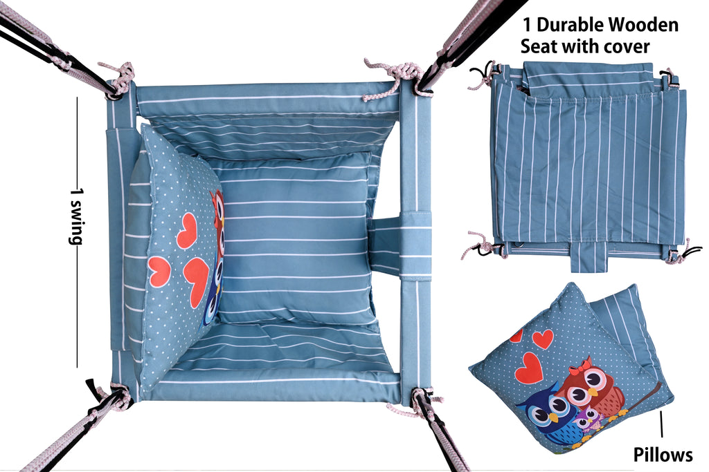 Blue Owl Swing for Kids Cotton Baby Children Folding and Washable 1 to 5 Years New Born Baby Gift
