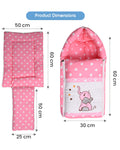 Embroidery Pink Elephant Sleeping Bag & Carry Nest, Cotton Baby Bedding for New Born & Infant