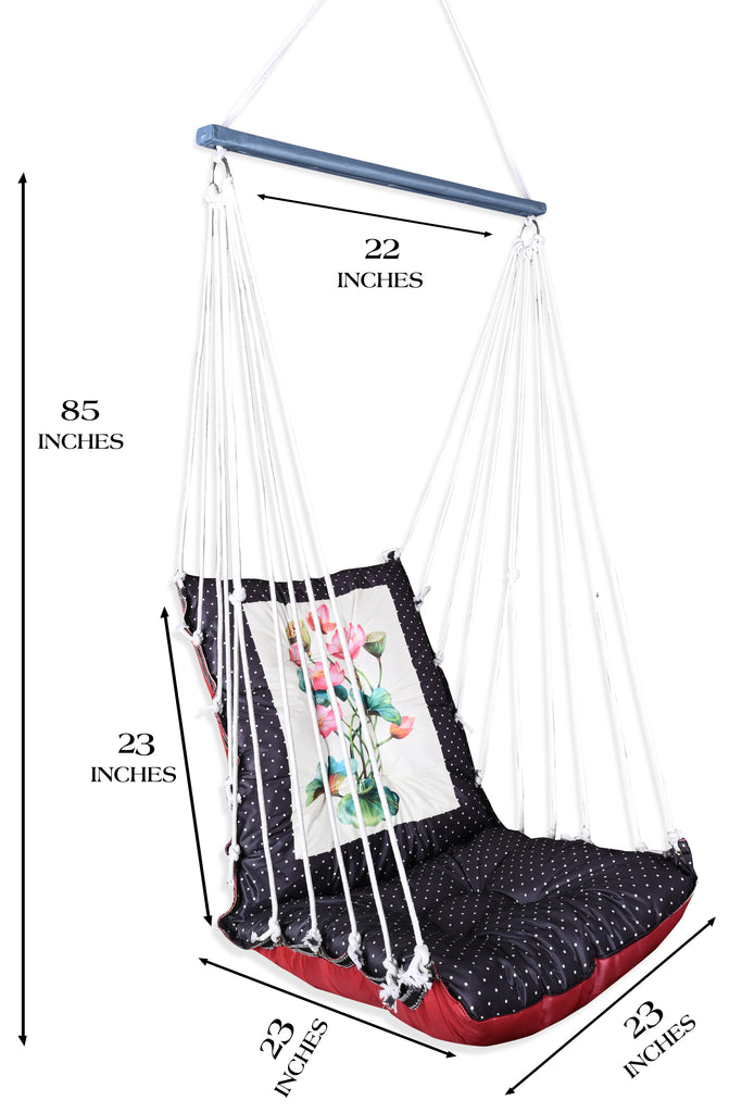 Flower Printed Cotton Garden Hammock Swing For Adult & Kids Hammock Hanging Jhula Indoor & Outdoor For Home | Hanging Chair For Balcony, With 150 Kgs Weight Capacity