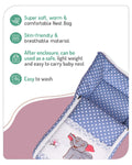 Embroidery Blue Dot Elephant Sleeping Bag & Carry Nest, Cotton Baby Bedding for New Born & Infant (Copy)