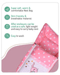 Embroidery Pink Elephant Sleeping Bag & Carry Nest, Cotton Baby Bedding for New Born & Infant