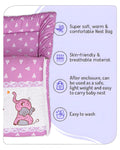 Embroidery Purple Elephant Sleeping Bag & Carry Nest, Cotton Baby Bedding for New Born & Infant