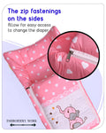 Embroidery Pink Elephant Sleeping Bag & Carry Nest, Cotton Baby Bedding for New Born & Infant
