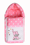 Embroidery Pink Elephant Sleeping Bag & Carry Nest, Cotton Baby Bedding for New Born & Infant