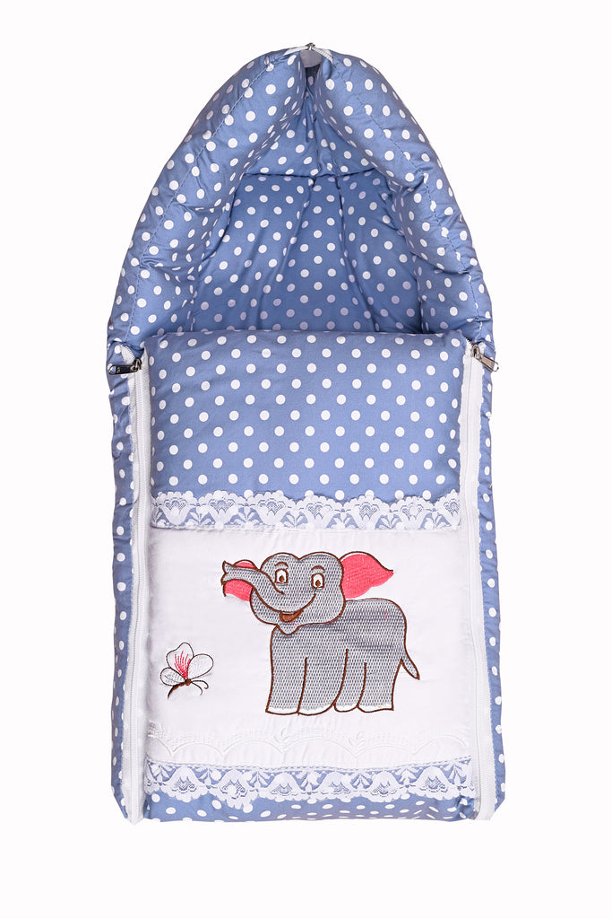 Embroidery Blue Dot Elephant Sleeping Bag & Carry Nest, Cotton Baby Bedding for New Born & Infant (Copy)