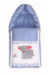 Embroidery Blue Dot Elephant Sleeping Bag & Carry Nest, Cotton Baby Bedding for New Born & Infant (Copy)