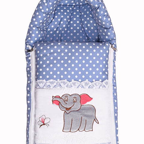 Embroidery Blue Dot Elephant Sleeping Bag & Carry Nest, Cotton Baby Bedding for New Born & Infant (Copy)