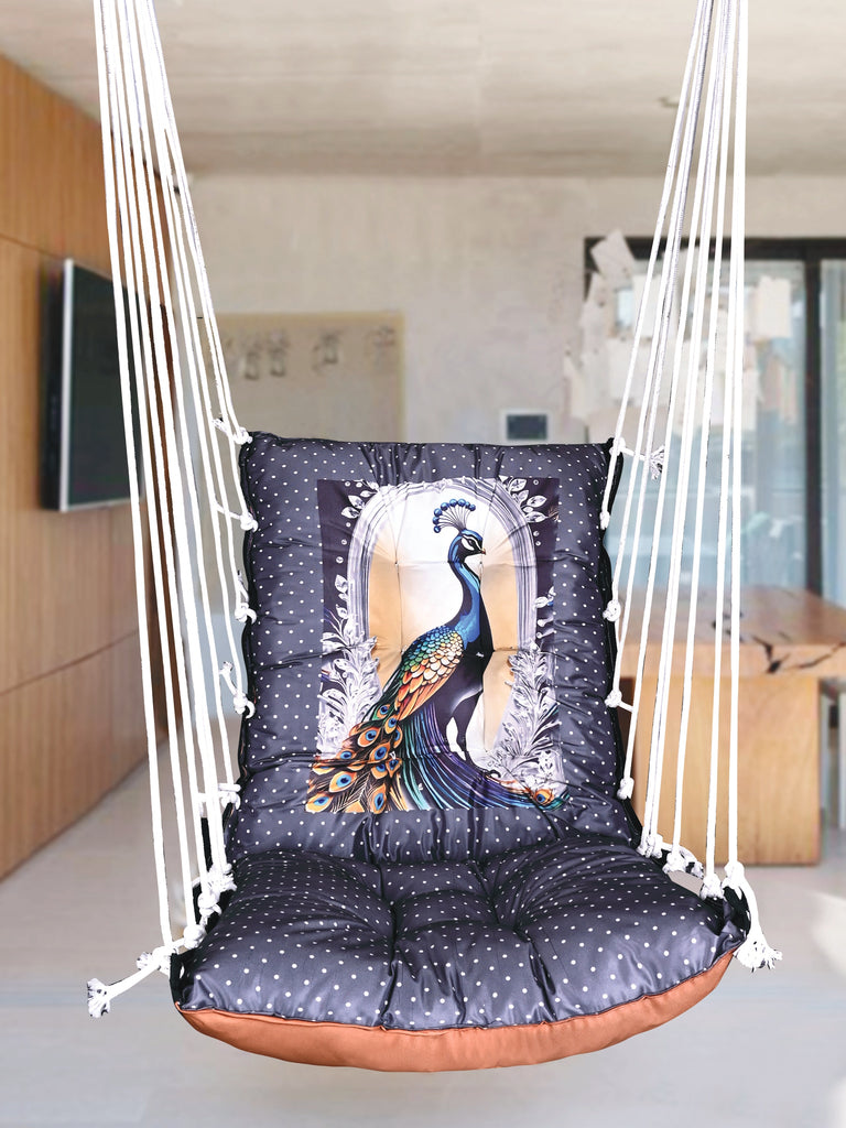 Peacock Printed Cotton Garden Hammock Swing For Adult & Kids Hammock Hanging Jhula Indoor & Outdoor For Home | Hanging Chair For Balcony, With 150 Kgs Weight Capacity