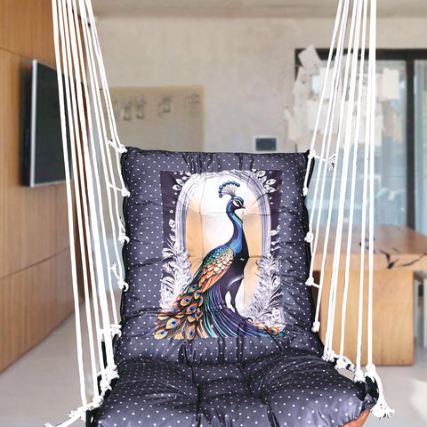 Peacock Printed Cotton Garden Hammock Swing For Adult & Kids Hammock Hanging Jhula Indoor & Outdoor For Home | Hanging Chair For Balcony, With 150 Kgs Weight Capacity