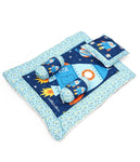 Blue Space Baby Bedding Set with Cute Design, Cotton Sleeping Bag with Mattress and Pillow Portable Bassinet for Baby Carrying &Sleeping, 0-24 Months