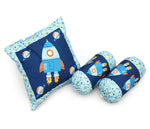 Blue Space Baby Bedding Set with Cute Design, Cotton Sleeping Bag with Mattress and Pillow Portable Bassinet for Baby Carrying &Sleeping, 0-24 Months