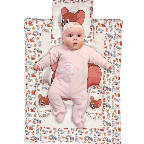 Red Jerry Baby Bedding Set with Cute Design, Cotton Sleeping Bag with Mattress and Pillow Portable Bassinet for Baby Carrying &Sleeping, 0-24 Months