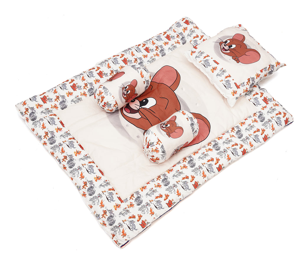 Red Jerry Baby Bedding Set with Cute Design, Cotton Sleeping Bag with Mattress and Pillow Portable Bassinet for Baby Carrying &Sleeping, 0-24 Months