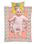 Baby Bedding Set with Cute Design, Cotton Sleeping Bag with Mattress and Pillow Portable Bassinet for Baby Carrying &Sleeping, 0-24 Months