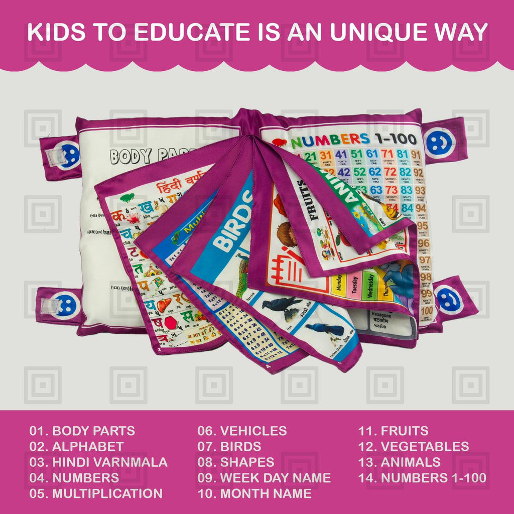 New Printed Velvet Learning Baby Pillow, Cushion, Toys, Soft Toys, Toddler Pillow, Kids Pillow for Baby Boy, Baby Girl Colour