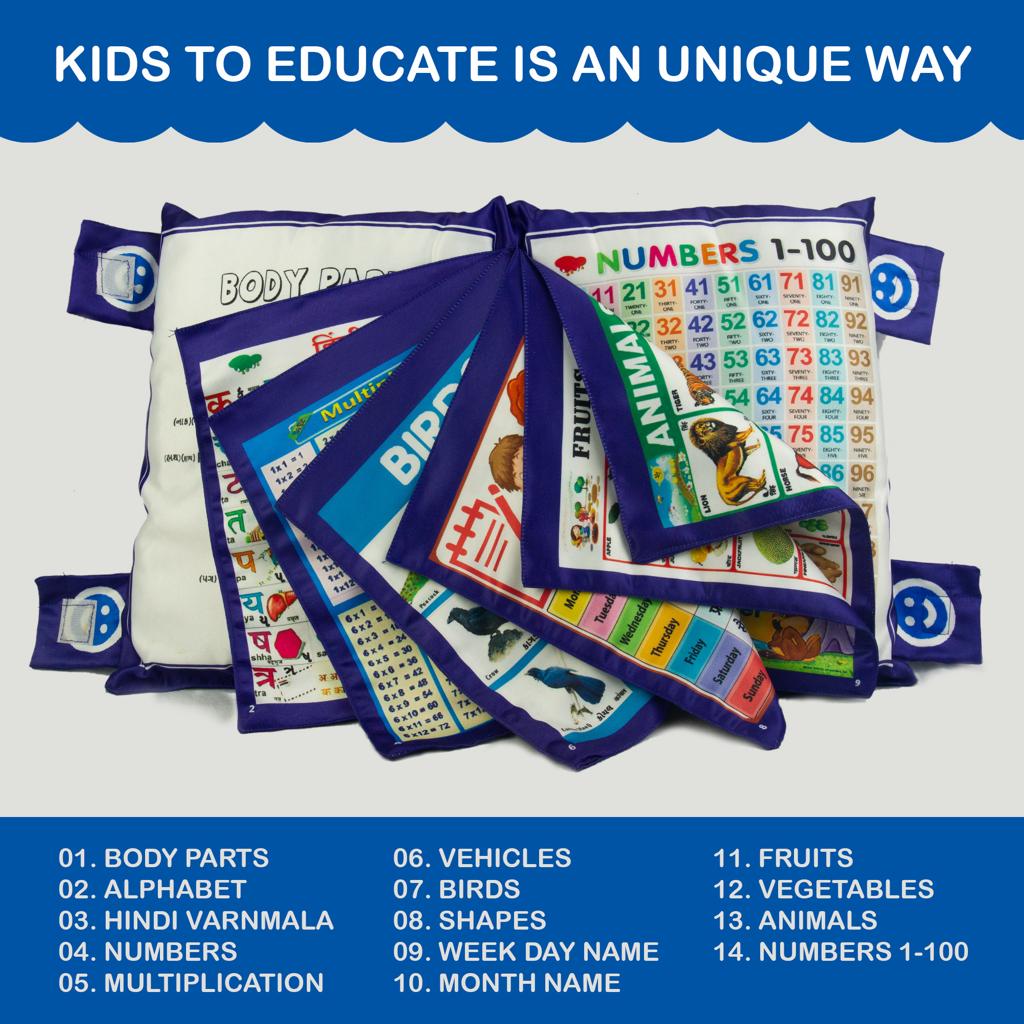 New Printed Velvet Learning Baby Pillow, Cushion, Toys, Soft Toys, Toddler Pillow, Kids Pillow for Baby Boy, Baby Girl Colour