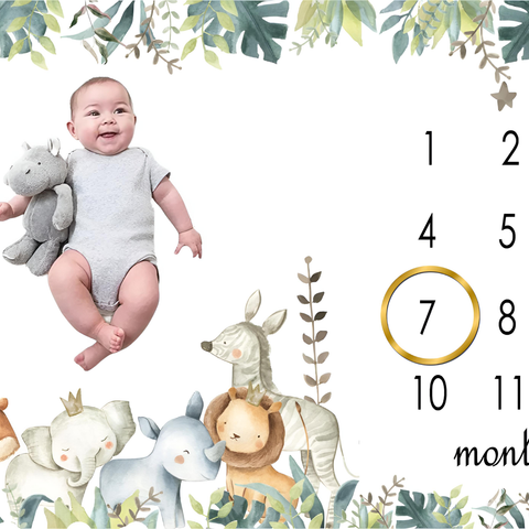 Monthly Milestone Blanket | 1 to 12 Months | Best for Newborn Boy & Girl, Multicolor, Cotton, Skin Friendly