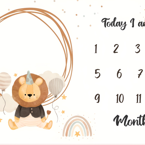 Monthly Milestone Blanket | 1 to 12 Months | Best for Newborn Boy & Girl, Multicolor, Cotton, Skin Friendly