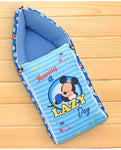Blue Lazy Micky Printed 3 in 1 Baby Bed, Sleeping Bag & Carry Nest, Cotton Baby Bedding for New Born & Infant, Portable Bassinet, for Baby Carrying & Unisex Baby Sleeping Bed, 0 to 12M