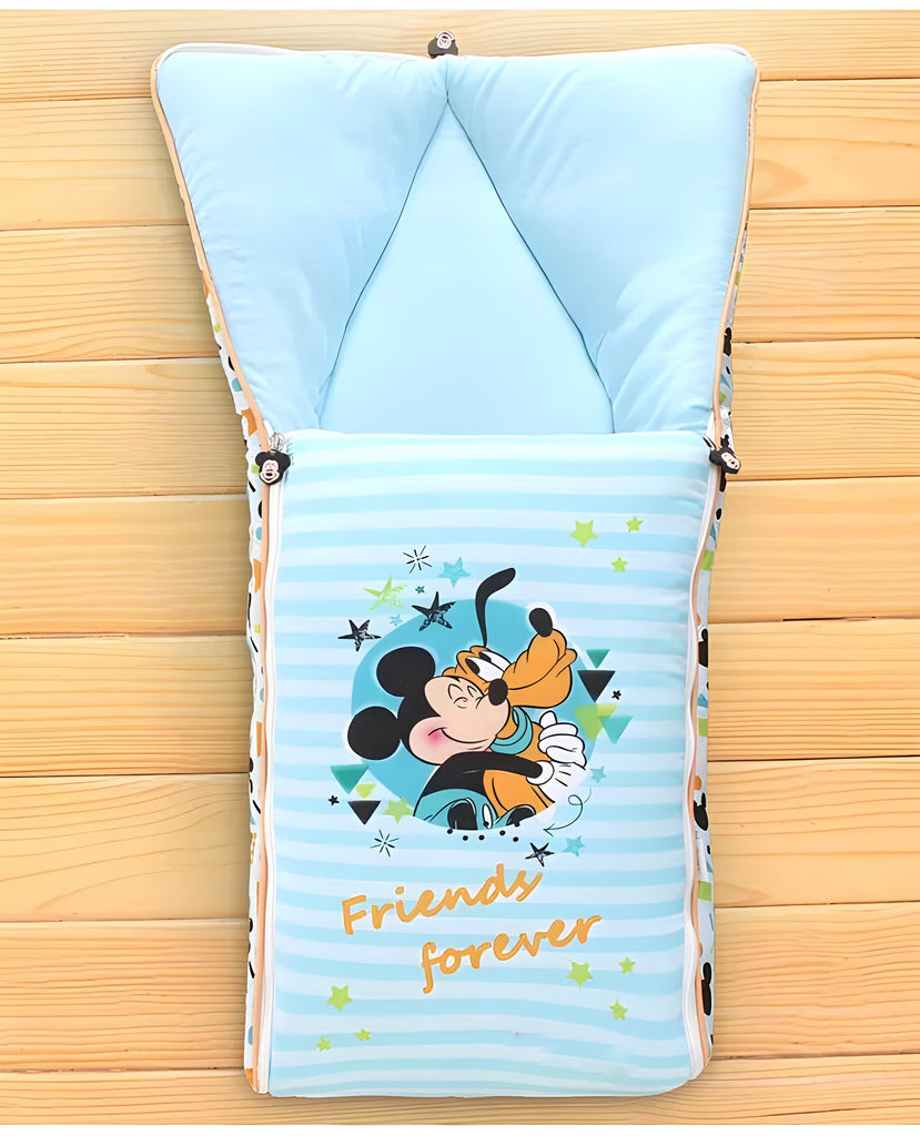 Micky and Pluto Printed 3 in 1 Baby Bed, Sleeping Bag & Carry Nest, Cotton Baby Bedding for New Born & Infant, Portable Bassinet, for Baby Carrying & Unisex Baby Sleeping Bed, 0 to 12M