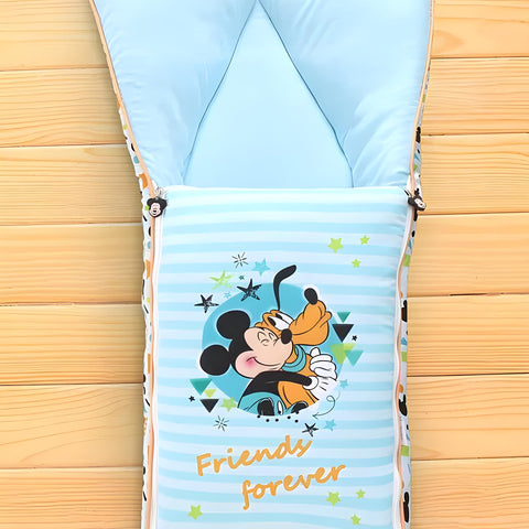 Micky and Pluto Printed 3 in 1 Baby Bed, Sleeping Bag & Carry Nest, Cotton Baby Bedding for New Born & Infant, Portable Bassinet, for Baby Carrying & Unisex Baby Sleeping Bed, 0 to 12M
