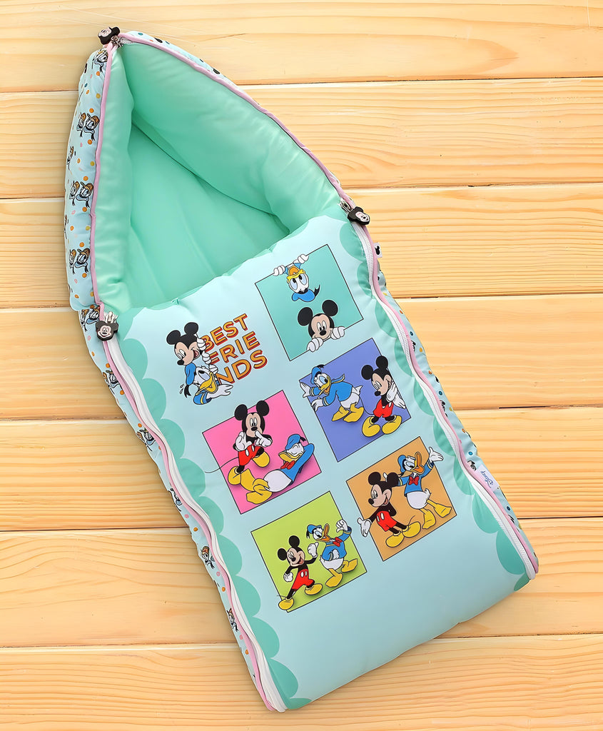 Micky's Friends Printed 3 in 1 Baby Bed, Sleeping Bag & Carry Nest, Cotton Baby Bedding for New Born & Infant, Portable Bassinet, for Baby Carrying & Unisex Baby Sleeping Bed, 0 to 12M