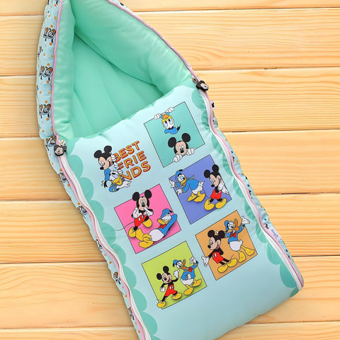 Micky's Friends Printed 3 in 1 Baby Bed, Sleeping Bag & Carry Nest, Cotton Baby Bedding for New Born & Infant, Portable Bassinet, for Baby Carrying & Unisex Baby Sleeping Bed, 0 to 12M
