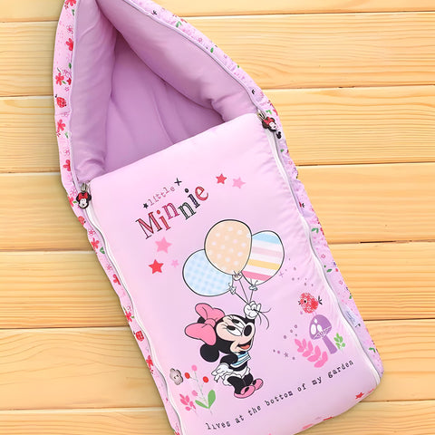 Little Minnie Printed 3 in 1 Baby Bed, Sleeping Bag & Carry Nest, Cotton Baby Bedding for New Born & Infant, Portable Bassinet, for Baby Carrying & Unisex Baby Sleeping Bed, 0 to 12M