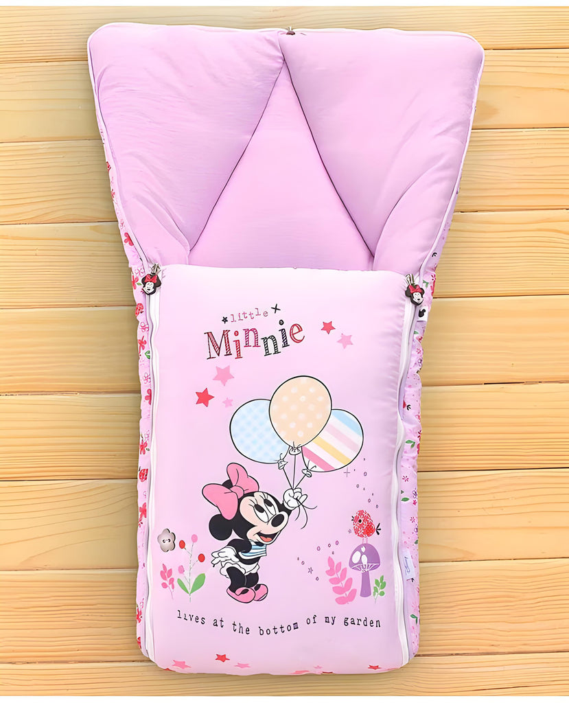 Little Minnie Printed 3 in 1 Baby Bed, Sleeping Bag & Carry Nest, Cotton Baby Bedding for New Born & Infant, Portable Bassinet, for Baby Carrying & Unisex Baby Sleeping Bed, 0 to 12M
