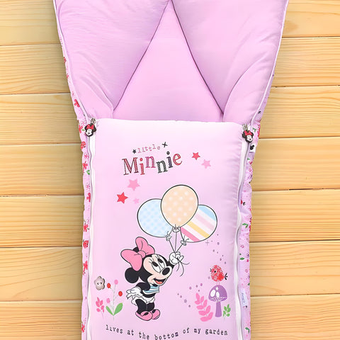 Little Minnie Printed 3 in 1 Baby Bed, Sleeping Bag & Carry Nest, Cotton Baby Bedding for New Born & Infant, Portable Bassinet, for Baby Carrying & Unisex Baby Sleeping Bed, 0 to 12M