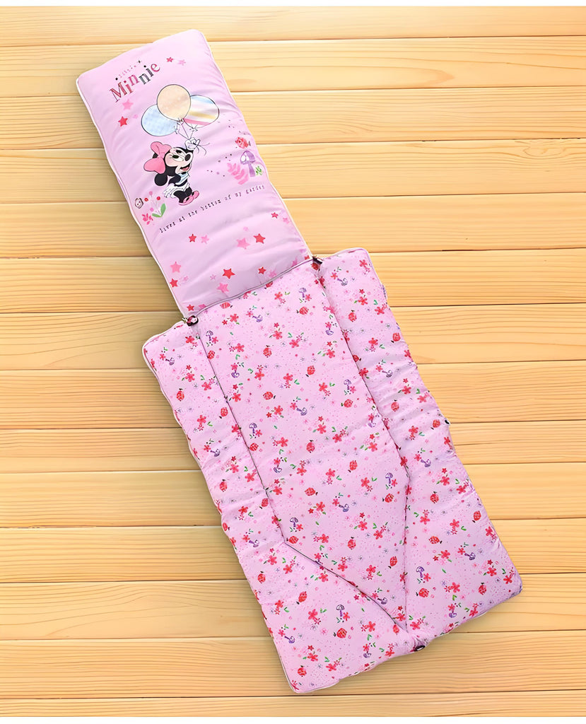 Little Minnie Printed 3 in 1 Baby Bed, Sleeping Bag & Carry Nest, Cotton Baby Bedding for New Born & Infant, Portable Bassinet, for Baby Carrying & Unisex Baby Sleeping Bed, 0 to 12M