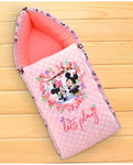 Let's Play With Minnie Printed 3 in 1 Baby Bed, Sleeping Bag & Carry Nest, Cotton Baby Bedding for New Born & Infant, Portable Bassinet, for Baby Carrying & Unisex Baby Sleeping Bed, 0 to 12M