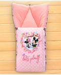 Let's Play With Minnie Printed 3 in 1 Baby Bed, Sleeping Bag & Carry Nest, Cotton Baby Bedding for New Born & Infant, Portable Bassinet, for Baby Carrying & Unisex Baby Sleeping Bed, 0 to 12M