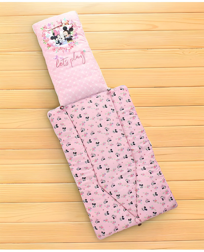 Let's Play With Minnie Printed 3 in 1 Baby Bed, Sleeping Bag & Carry Nest, Cotton Baby Bedding for New Born & Infant, Portable Bassinet, for Baby Carrying & Unisex Baby Sleeping Bed, 0 to 12M