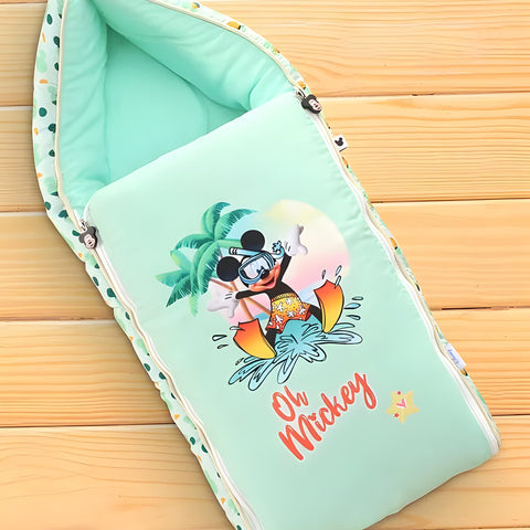 Ohh Mickey Printed 3 in 1 Baby Bed, Sleeping Bag & Carry Nest, Cotton Baby Bedding for New Born & Infant, Portable Bassinet, for Baby Carrying & Unisex Baby Sleeping Bed, 0 to 12M