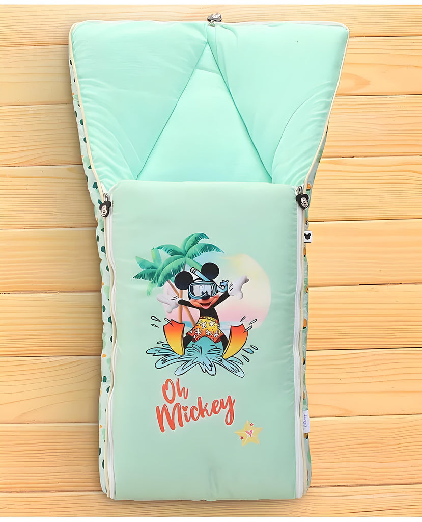 Ohh Mickey Printed 3 in 1 Baby Bed, Sleeping Bag & Carry Nest, Cotton Baby Bedding for New Born & Infant, Portable Bassinet, for Baby Carrying & Unisex Baby Sleeping Bed, 0 to 12M