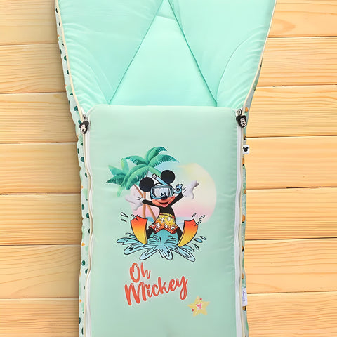 Ohh Mickey Printed 3 in 1 Baby Bed, Sleeping Bag & Carry Nest, Cotton Baby Bedding for New Born & Infant, Portable Bassinet, for Baby Carrying & Unisex Baby Sleeping Bed, 0 to 12M