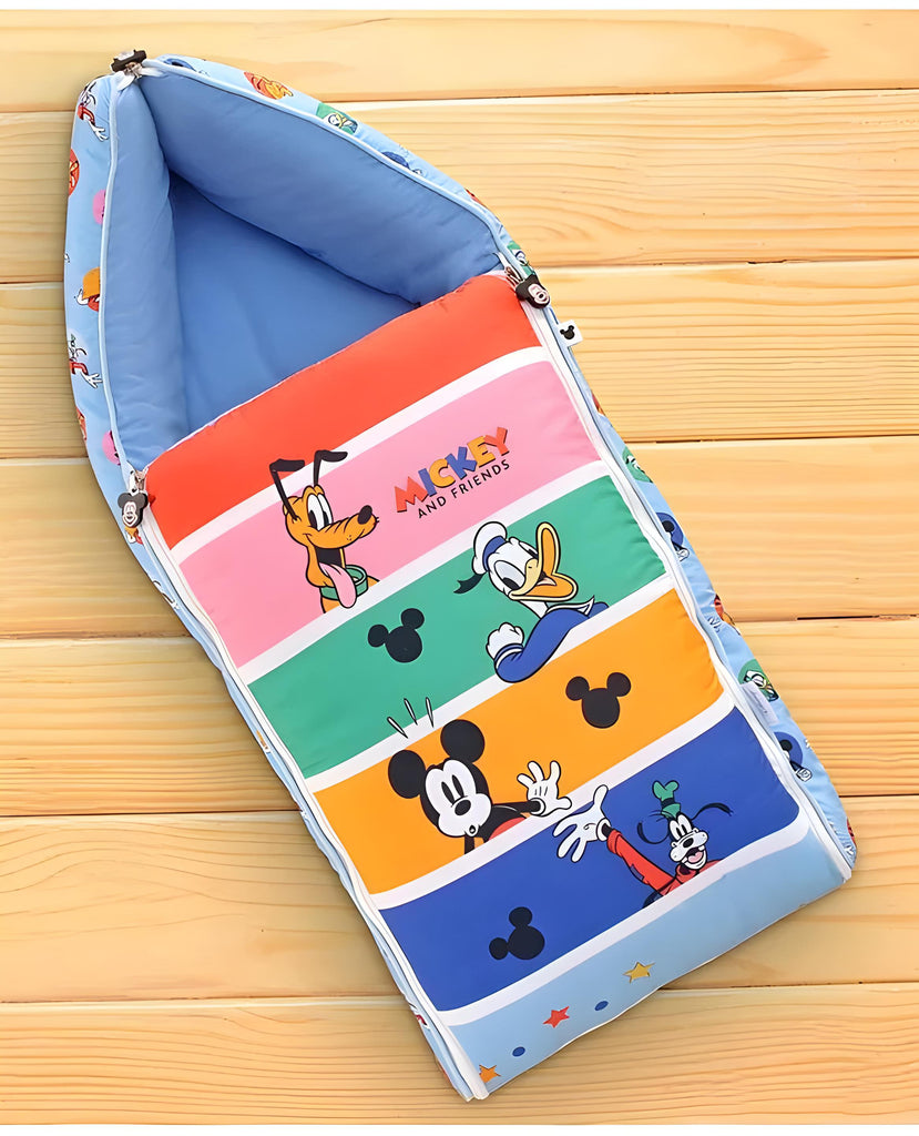 Micky Printed 3 in 1 Baby Bed, Sleeping Bag & Carry Nest, Cotton Baby Bedding for New Born & Infant, Portable Bassinet, for Baby Carrying & Unisex Baby Sleeping Bed, 0 to 12M