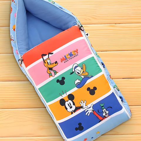 Micky Printed 3 in 1 Baby Bed, Sleeping Bag & Carry Nest, Cotton Baby Bedding for New Born & Infant, Portable Bassinet, for Baby Carrying & Unisex Baby Sleeping Bed, 0 to 12M