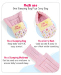 Little Princess 3 in 1 Baby Bed, Sleeping Bag & Carry Nest, Cotton Baby Bedding for New Born & Infant, Portable Bassinet, for Baby Carrying & Unisex Baby Sleeping Bed, 0 to 12M
