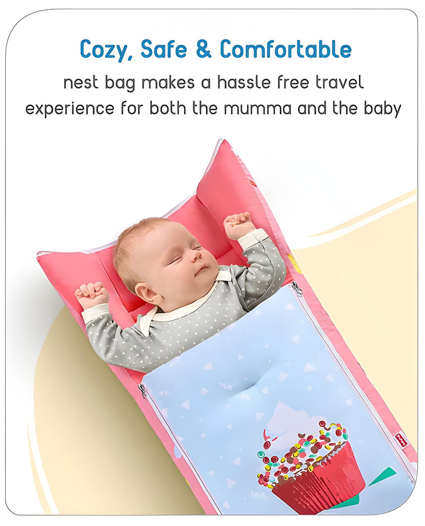 3 in 1 Baby Bed, Sleeping Bag & Carry Nest, Cotton Baby Bedding for New Born & Infant, Portable Bassinet, for Baby Carrying & Unisex Baby Sleeping Bed, 0 to 12M