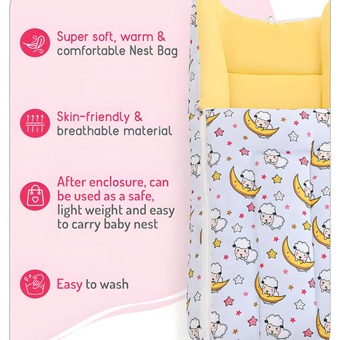 3 in 1 Baby Bed, Sleeping Bag & Carry Nest, Cotton Baby Bedding for New Born & Infant, Portable Bassinet, for Baby Carrying & Unisex Baby Sleeping Bed, 0 to 12M