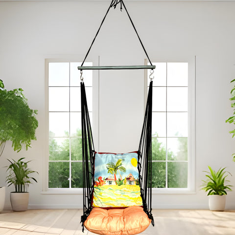 Beach Printed Cotton Garden Hammock Swing For Adult & Kids Hammock Hanging Jhula Indoor & Outdoor For Home | Hanging Chair For Balcony, With 150 Kgs Weight Capacity